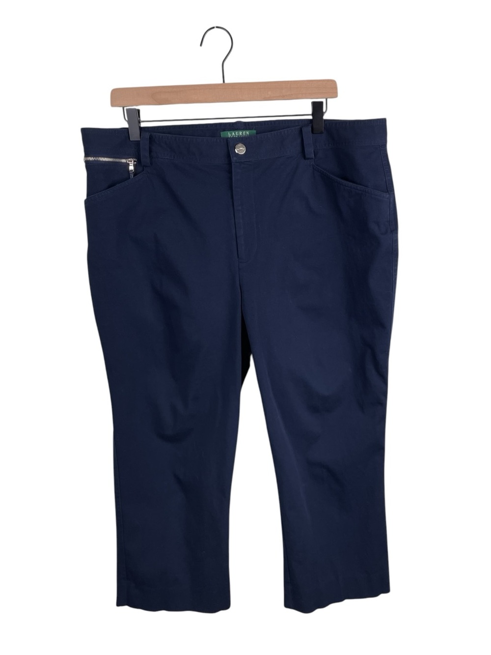 Lauren Ralph Lauren Women's Cropped Capri Pants Size 16 Navy Blue Cotton Preppy